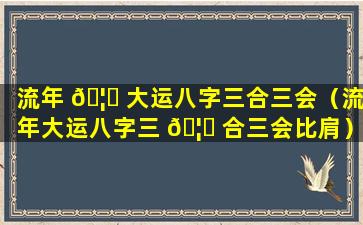 流年 🦋 大运八字三合三会（流年大运八字三 🦍 合三会比肩）